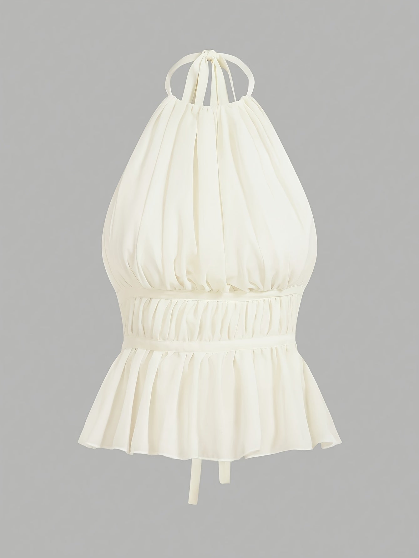 Damen Haltertop mit Raffung und Schößchen – Elegantes, feminines Oberteil für Alltag und besondere Anlässe