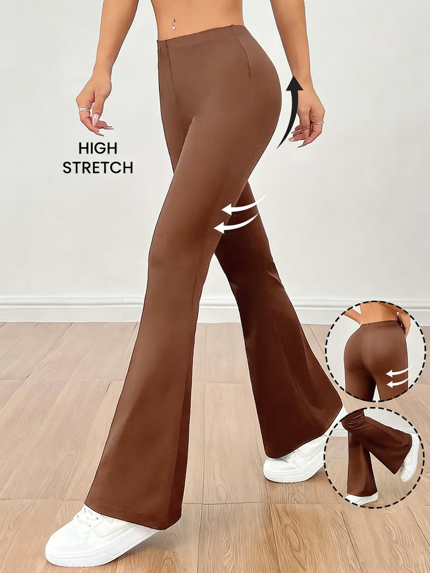 Damen High Stretch Schlaghose – Figurformende Bootcut Freizeithose
