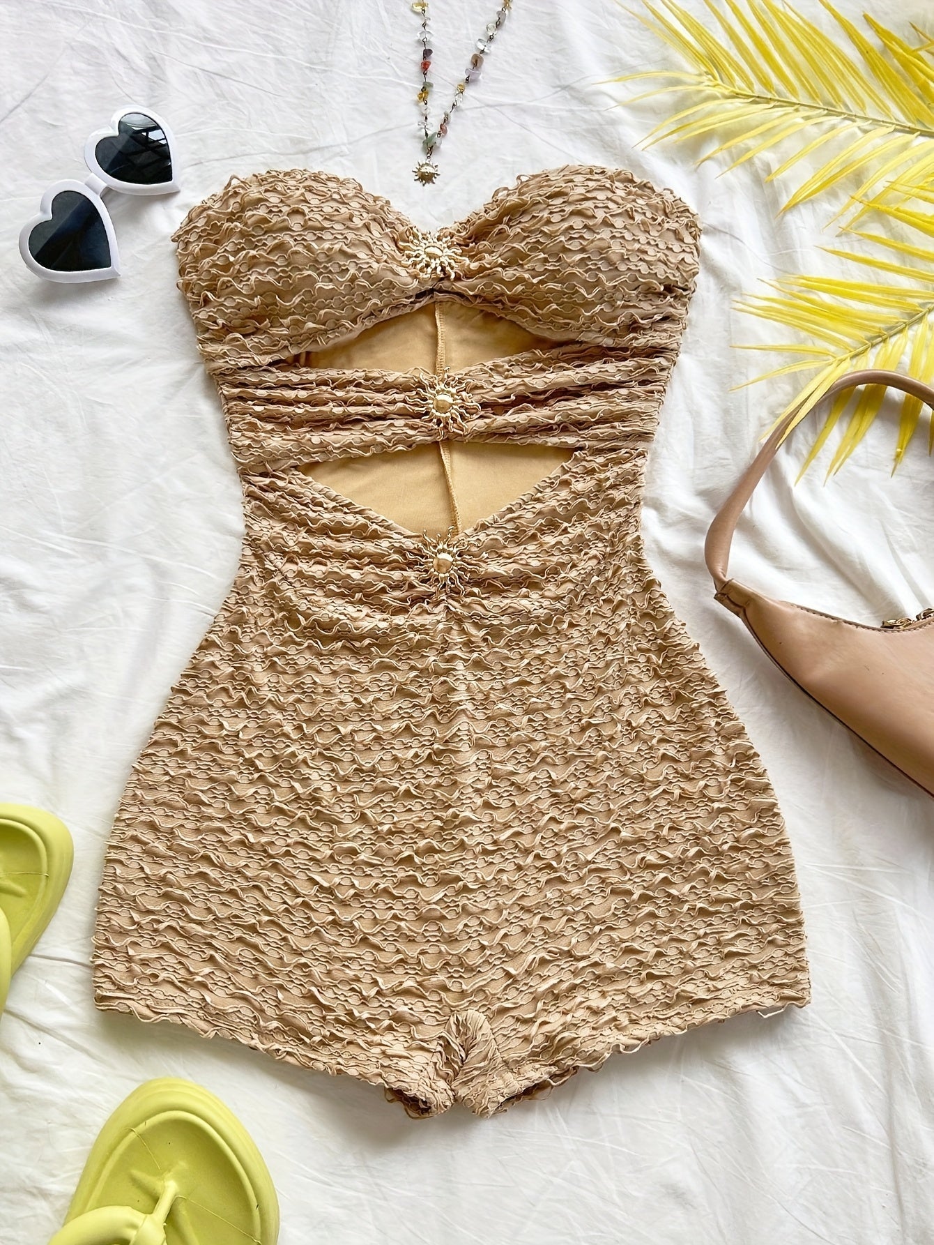 Damen Badeanzug Retro-Style mit Leopardenmuster und Cut-Outs – Eleganter Einteiler für Strand und Pool
