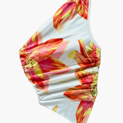 Damen Ein-Schulter Body mit Blumenmuster – Eleganter Sommer-Style für Alltag & Urlaub