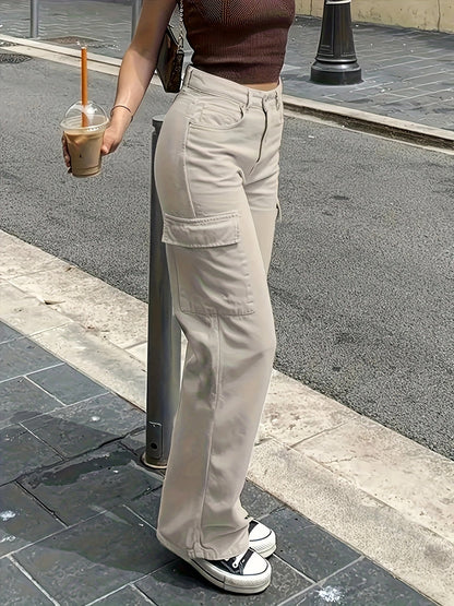 Damen Cargo Hose mit weitem Bein – Modische Freizeit- und Streetwear Hose für Frühling und Sommer