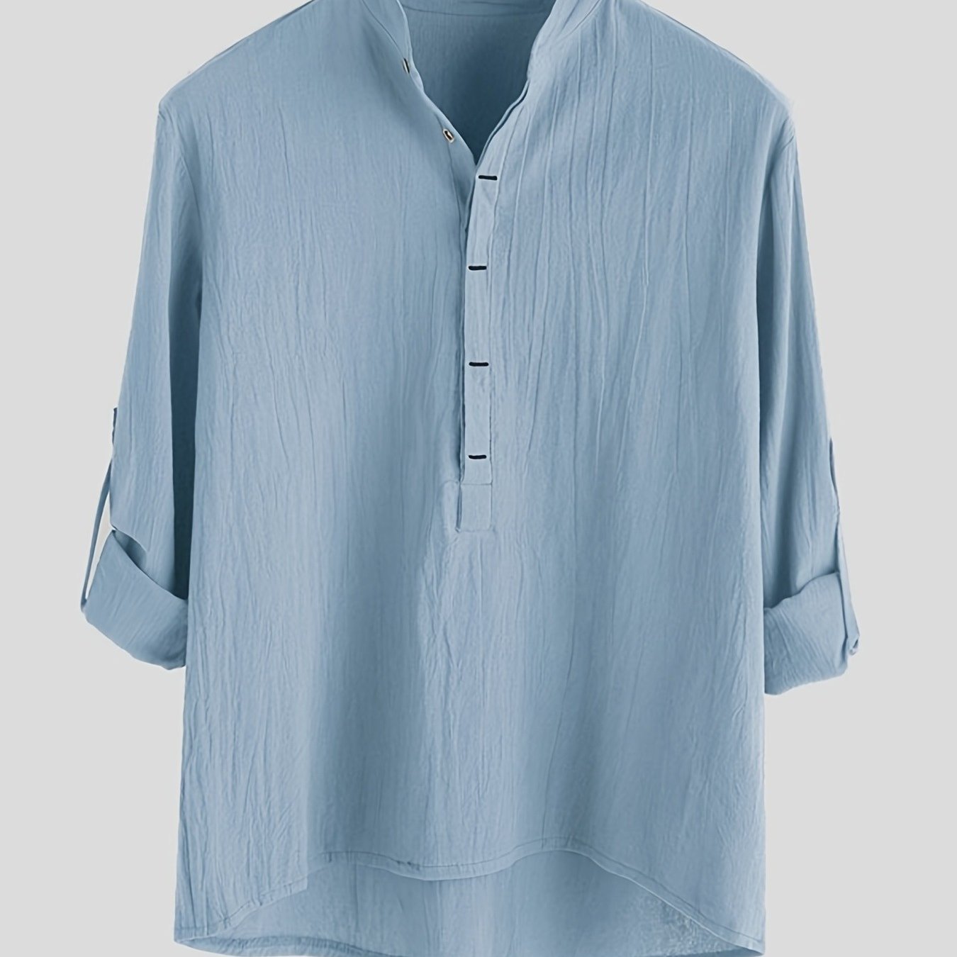 Herren Henley Langarmshirt mit Stehkragen und Knopfleiste – Modernes Freizeitoberteil für stilvolle Anlässe
