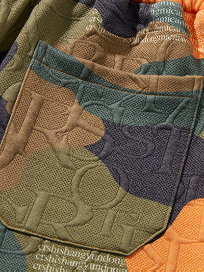 Herren Grafik-Shorts mit Camouflage und Prägung – Streetstyle Freizeitshorts
