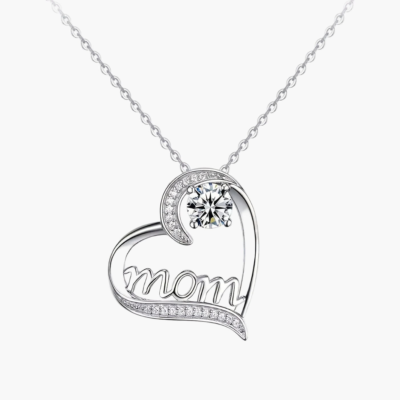 Herz Anhänger Schmuckset für Damen – Muttertagsgeschenk mit "Mom" Gravur und ewiger Rose – Elegante Geschenkbox für Mütter