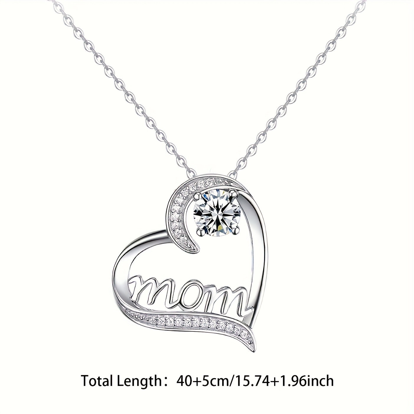 Herz Anhänger Schmuckset für Damen – Muttertagsgeschenk mit "Mom" Gravur und ewiger Rose – Elegante Geschenkbox für Mütter