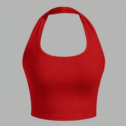 Damen Halterneck Crop Top – Rückenfrei, Sommer, Modisch, Freizeit