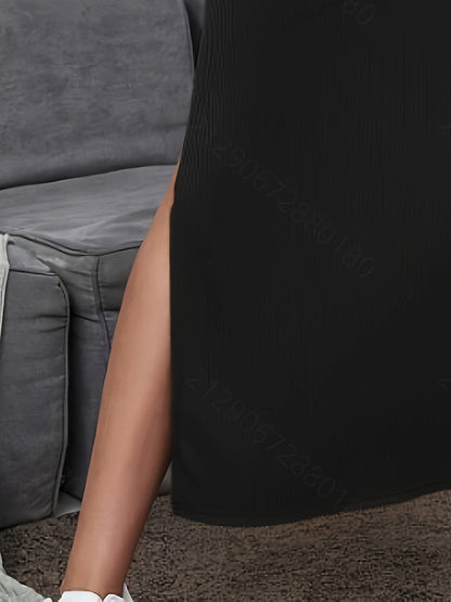 Damen Maxirock mit Rippenstruktur und Seitenschlitz – Eleganter Freizeit-Look