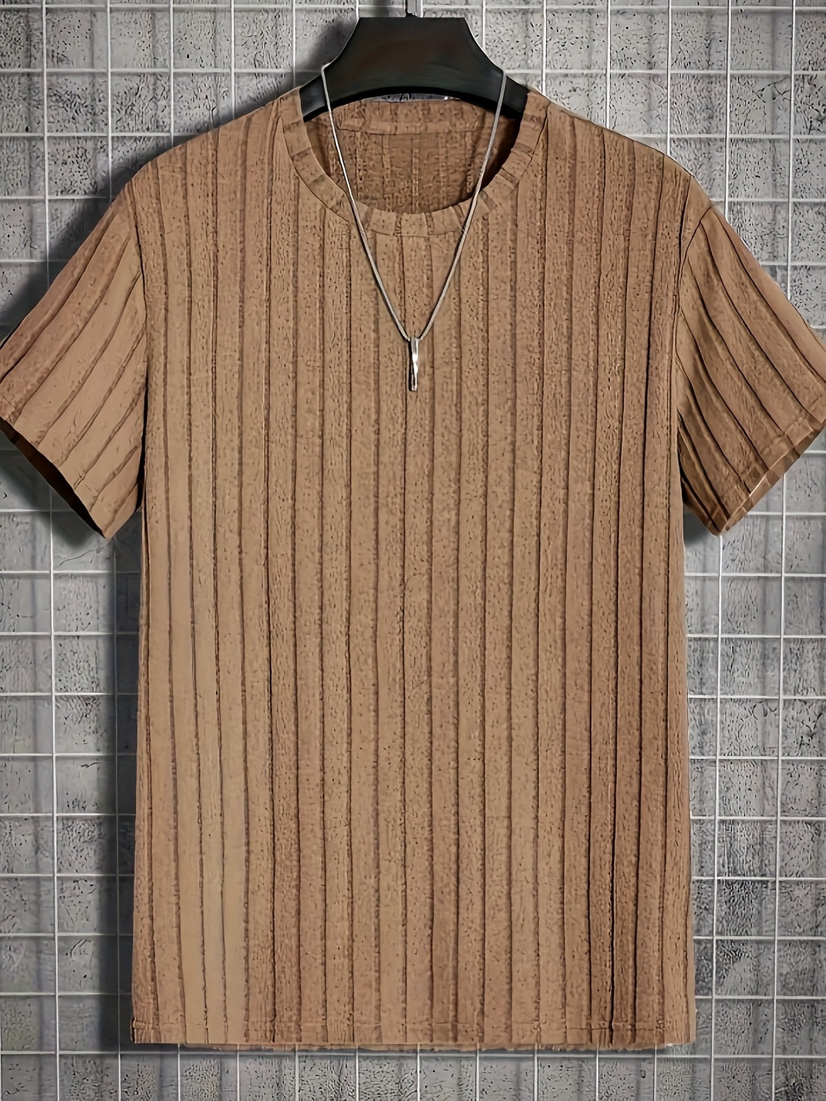Herren T-Shirt mit vertikalem Rippendesign – Modernes Kurzarm Basic für stilvolle Outfits