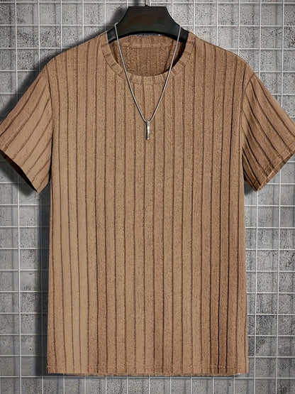 Herren T-Shirt mit vertikalem Rippendesign – Modernes Kurzarm Basic für stilvolle Outfits