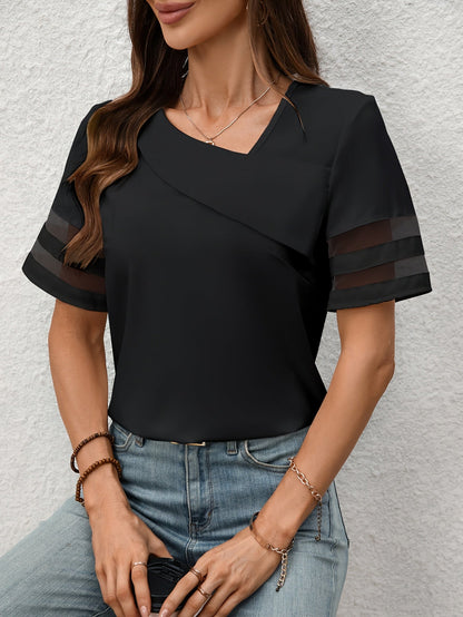 Damen Bluse mit Blumenmuster und Asymmetrischem Ausschnitt – Modisch und Alltagstauglich