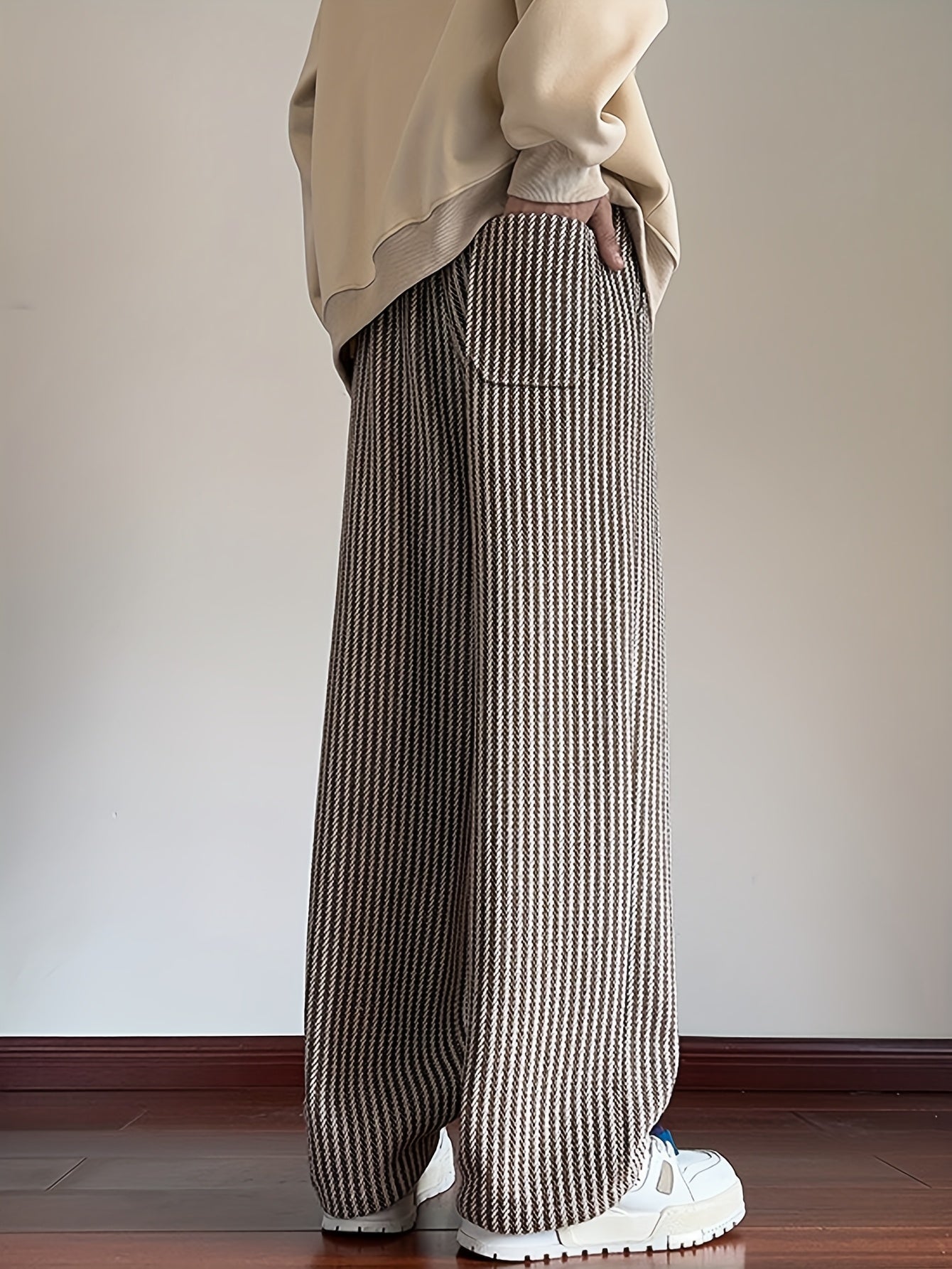 Herren Freizeithose mit Zickzackmuster – Bequeme Strickhose im Straight-Leg-Stil für Alltag und Streetwear