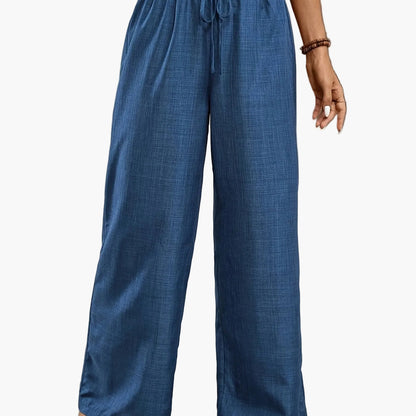 Damen Weitbeinige Freizeithose mit Elastikbund – Elegante Sommerhose für Alltag und Urlaub
