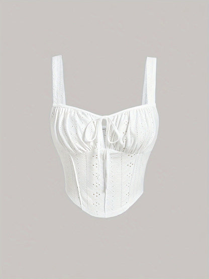 Damen Bustier Top im Corsagen-Stil mit Stickerei und Schleifendetail – Modisches Sommer-Oberteil für Alltag und Party