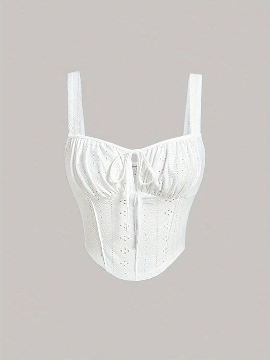 Damen Bustier Top im Corsagen-Stil mit Stickerei und Schleifendetail – Modisches Sommer-Oberteil für Alltag und Party