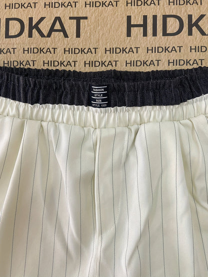 Herren Weite Loungewear Hose mit Nadelstreifen und Elastikbund – Moderner Relaxed Fit für Zuhause und Freizeit