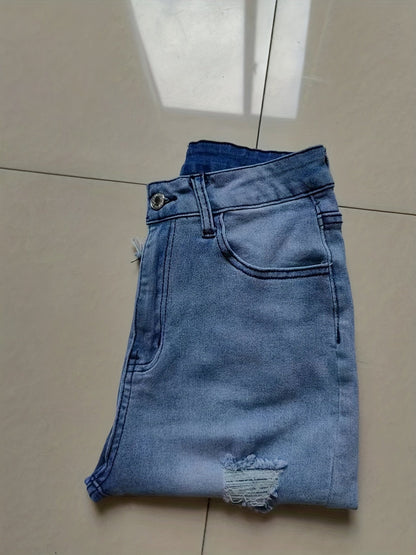 Damen Bermuda Jeans Shorts im Destroyed Look – Modische Sommer-Basics mit Fransen und Rissen
