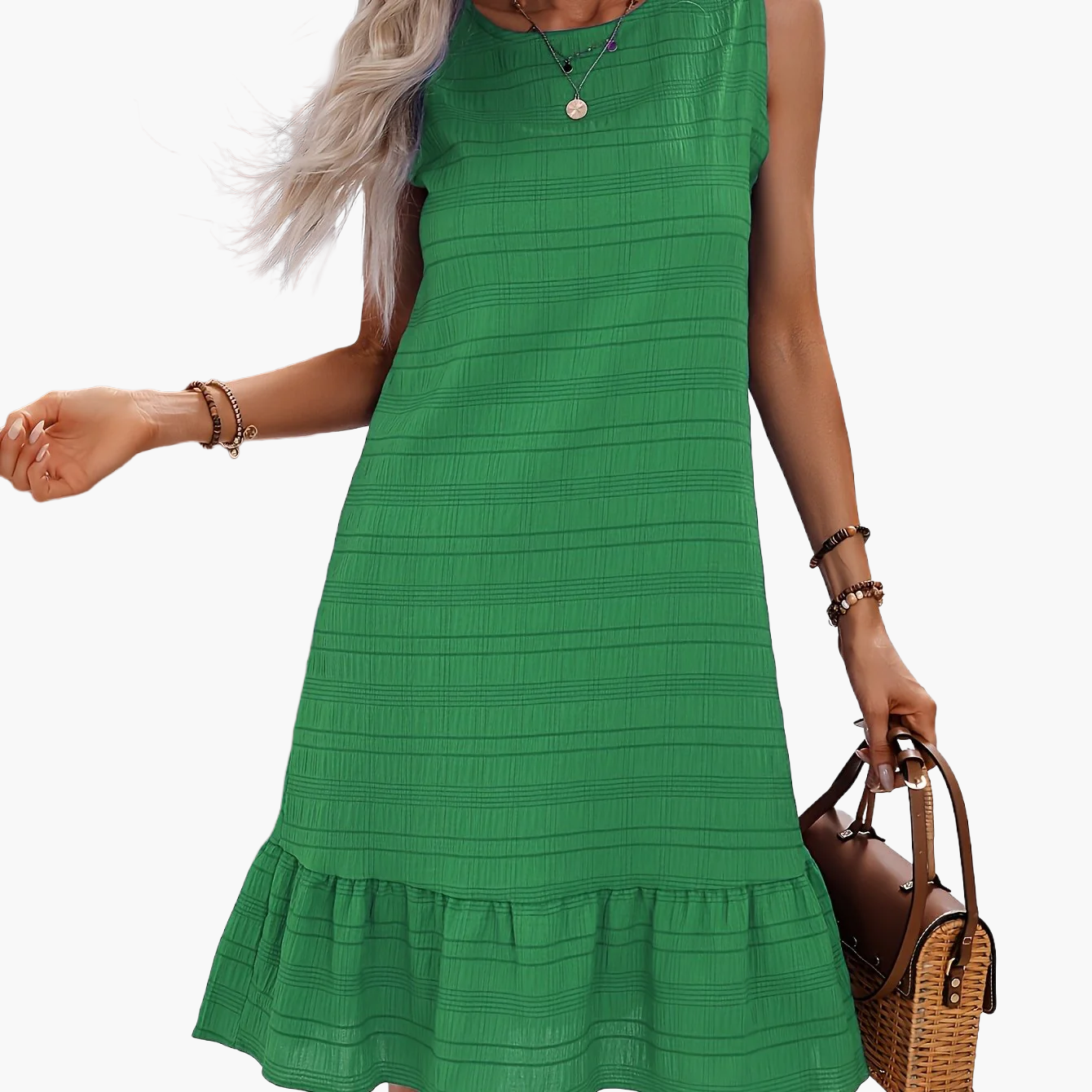 Damen Sommerkleid ärmellos A-Linie mit Volant – Eleganter Freizeit- und Urlaubslook