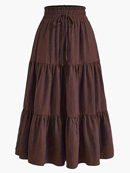 Damen Maxirock mit hoher Taille und Stufen-Design – Eleganter Freizeitrock für Frühling und Sommer