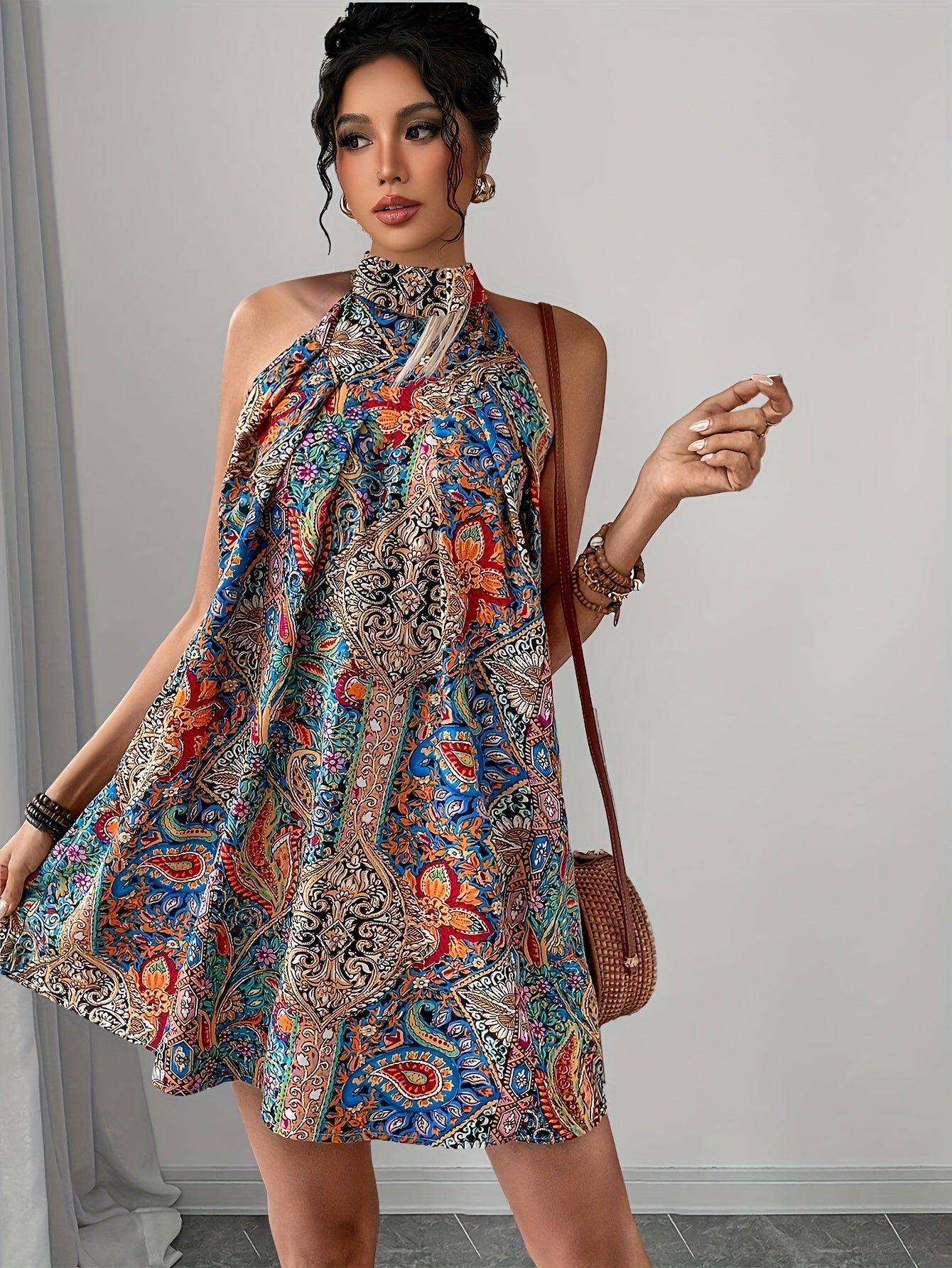 Damen Sommerkleid im eleganten A-Linien-Stil mit abstraktem Muster – Perfekt für Freizeit und Urlaub