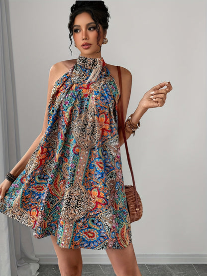 Damen Sommerkleid im eleganten A-Linien-Stil mit abstraktem Muster – Perfekt für Freizeit und Urlaub