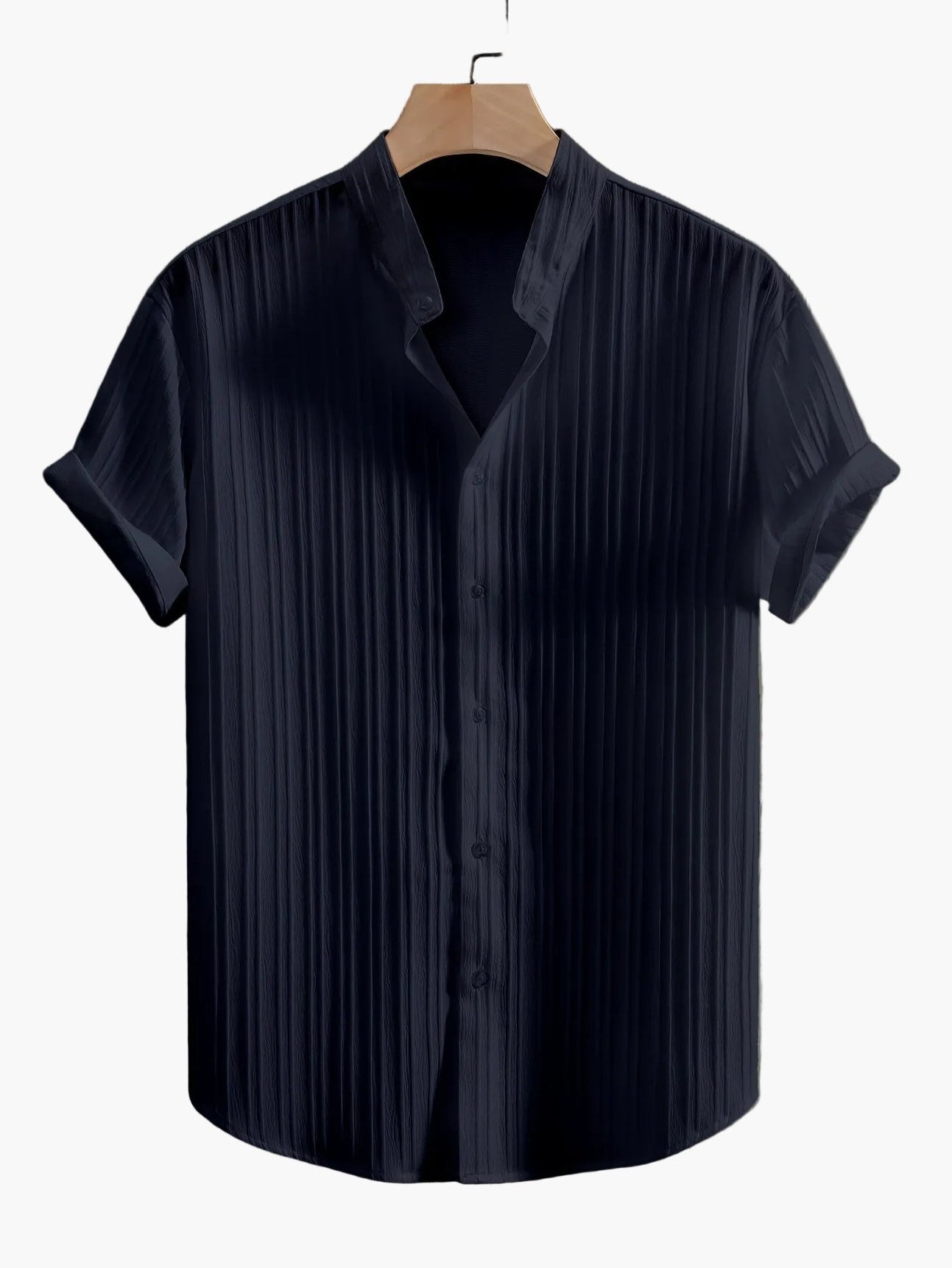 Herren Kurzarm Stehkragen Freizeithemd für Sommer – Modernes, Luftiges Design