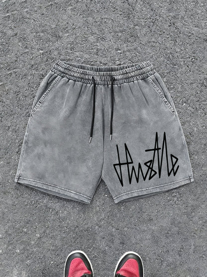 Herren Streetwear Shorts mit Hustle Print – Lässige Freizeithose für Sport & Alltag