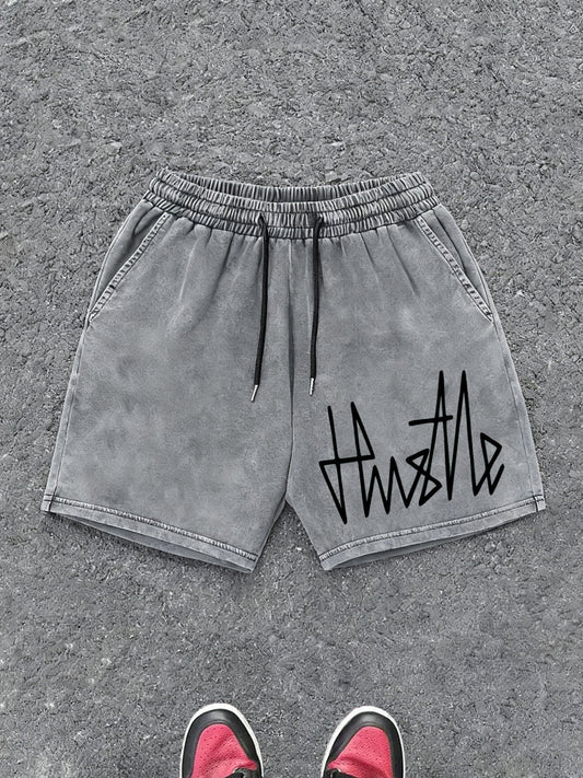 Herren Streetwear Shorts mit Hustle Print – Lässige Freizeithose für Sport & Alltag