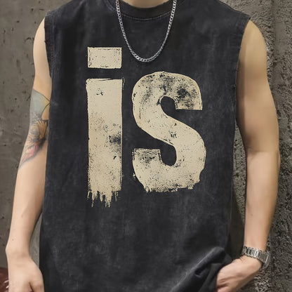 Herren Streetwear Muskelshirt mit Vintage-Print und Urbanem Stil – Ärmelloses Tank Top für Freizeit & Fitness