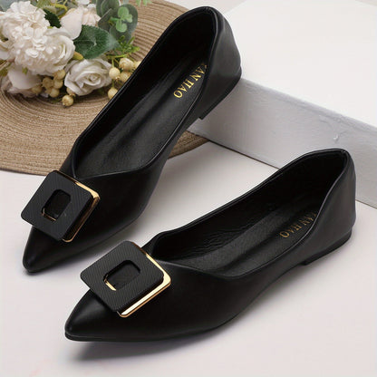 Damen Elegante Spitzenschuhe mit Schnalle – Klassische Flats für Büro und Alltag