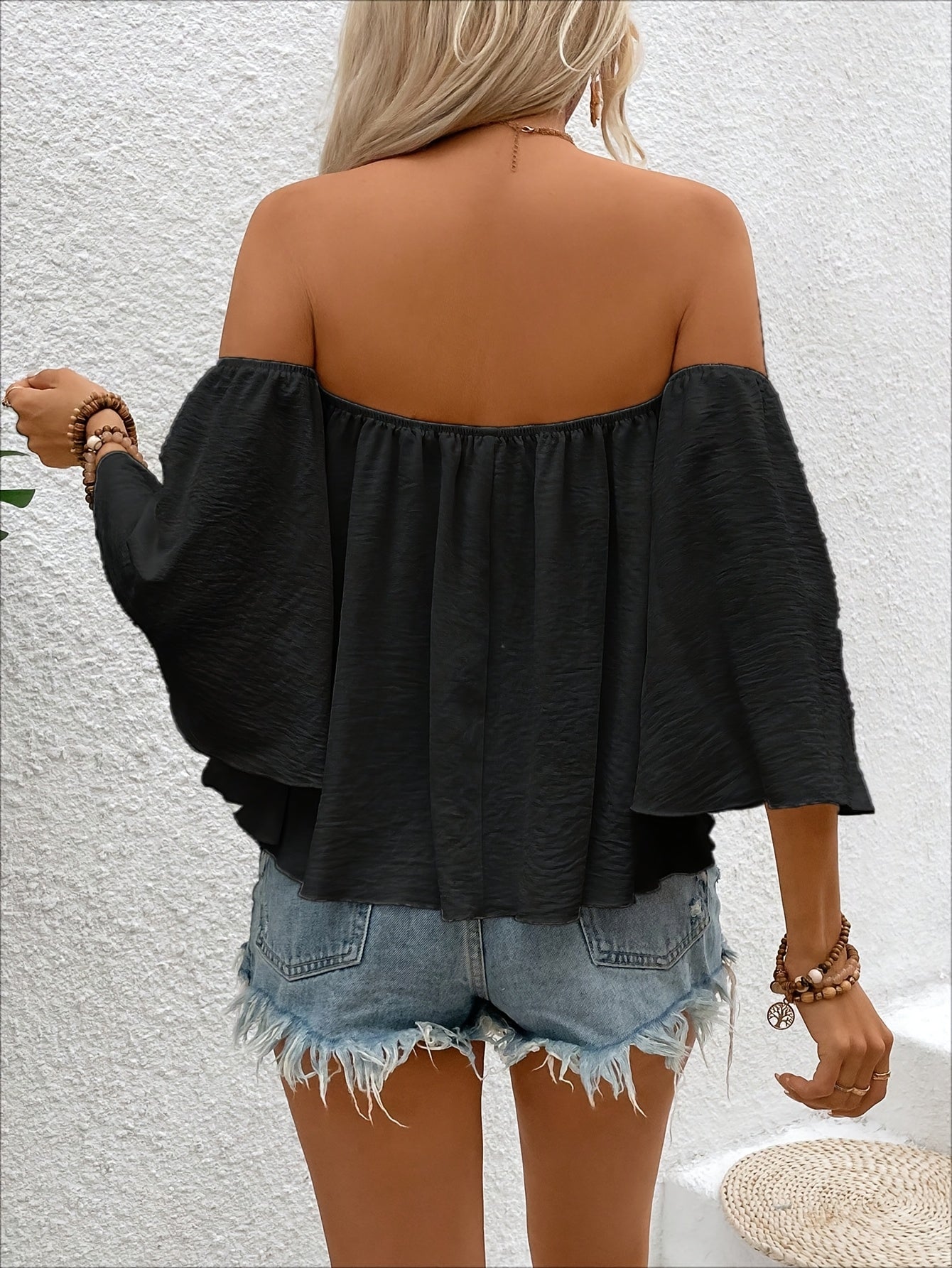 Damen Bluse im Off-Shoulder Stil mit weitem Schnitt für lässige Eleganz