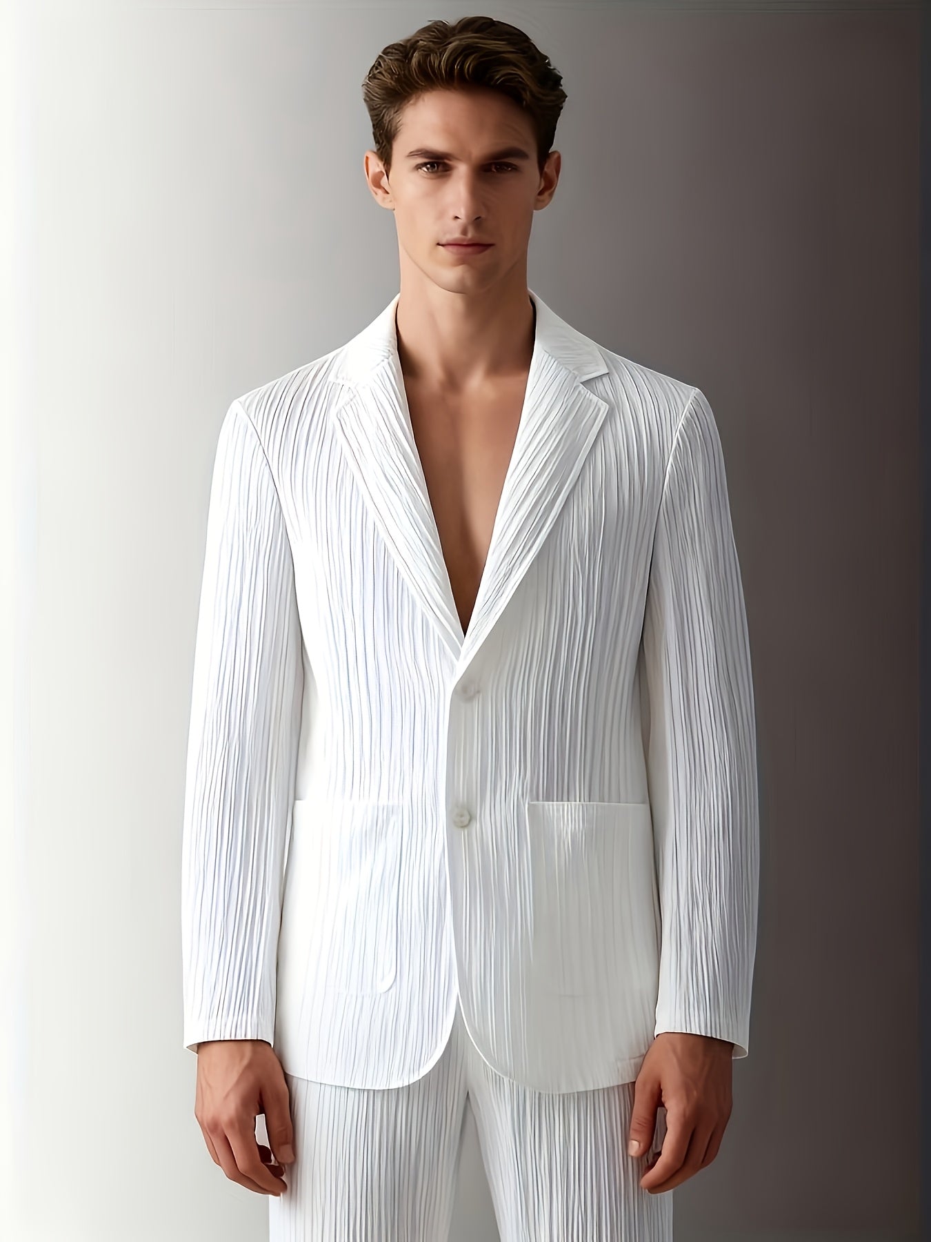 Herren Anzug mit modernem Streifen-Design – Eleganter Freizeitanzug für Frühling und Sommer