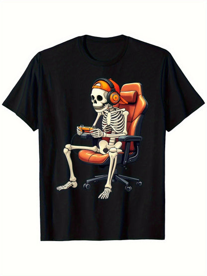 Herren T-Shirt Gamer Skelett – Lustiges Gaming Motiv für Zocker
