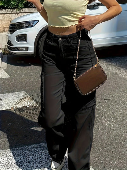 Damen Cargo Hose mit weitem Bein – Modische Freizeit- und Streetwear Hose für Frühling und Sommer