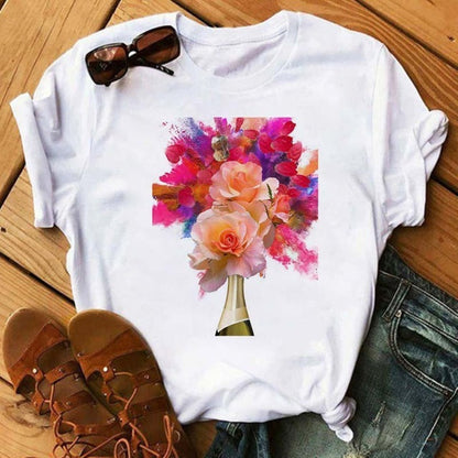 Jasmine – Kawaii T-Shirt mit Roségold-Weinglas