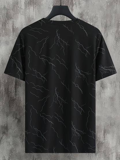 Herren T-Shirt mit modernem Blitzmuster – Stilvolles Freizeitshirt