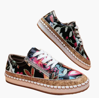 Damen Sneaker mit floralen Mustern – Modische Freizeitschuhe mit orthopädischem Komfort