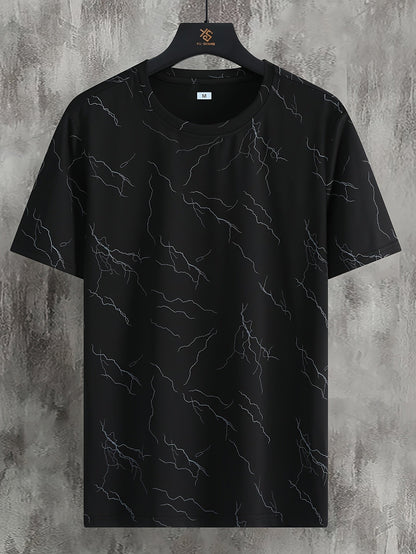 Herren T-Shirt mit modernem Blitzmuster – Stilvolles Freizeitshirt