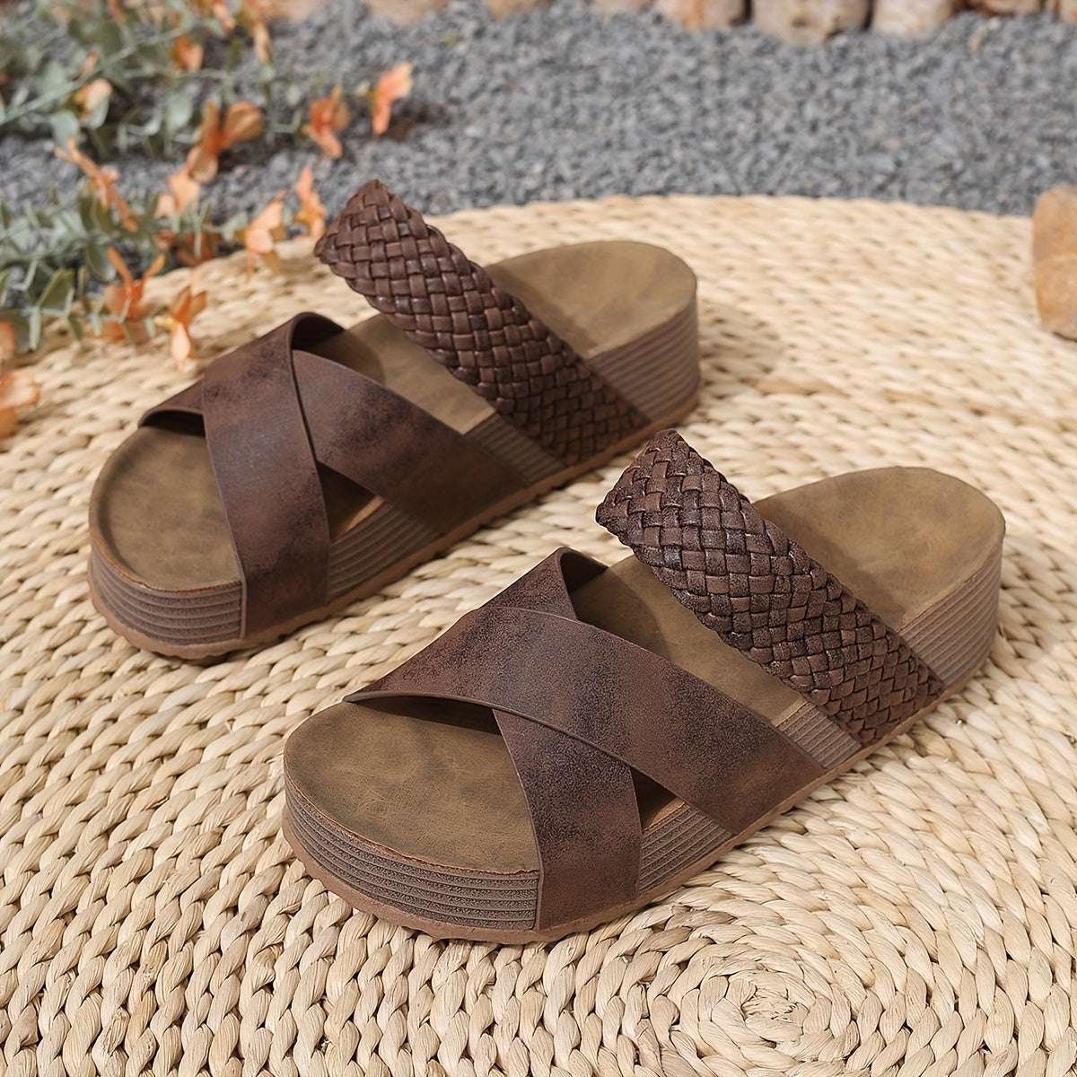 Damen Komfort Plateau-Sandalen mit Geflochtenen Riemen – Stilvolle Freizeitschuhe für Alltag und Urlaub