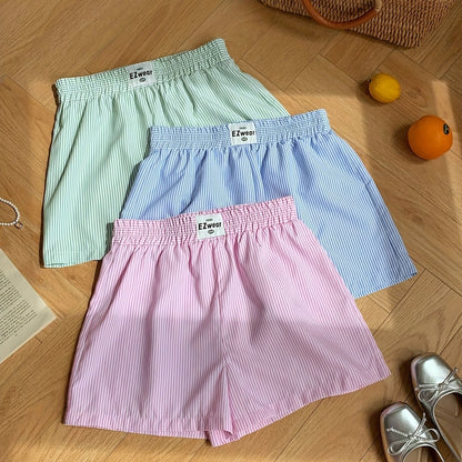 Damen Pyjama Shorts Set – Gestreifte lockere Homewear, bequem & stilvoll