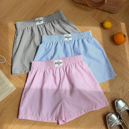 Damen Pyjama Shorts Set – Gestreifte lockere Homewear, bequem & stilvoll