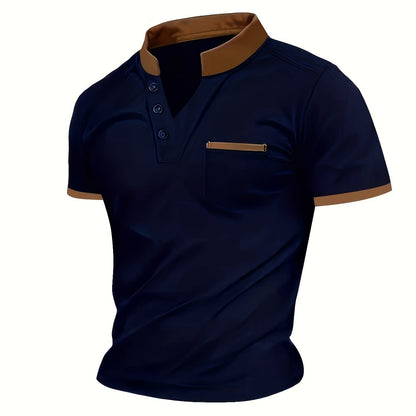 Herren Poloshirt mit Stehkragen und Brusttasche – Moderner Freizeitstil für jeden Anlass