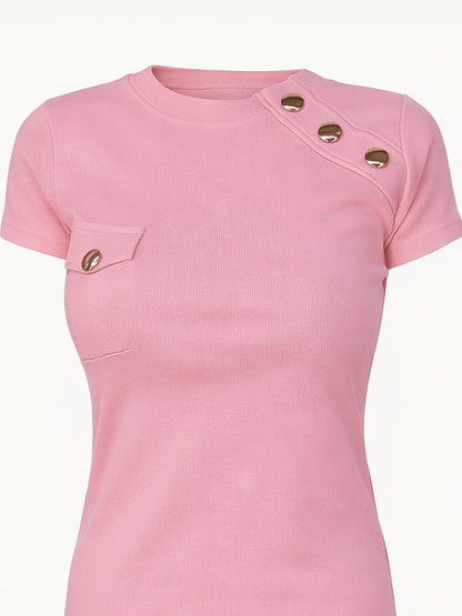Damen Modernes Shirt mit Knopfdetails und Stilvollem Schnitt – Elegantes Freizeit- und Business-Oberteil