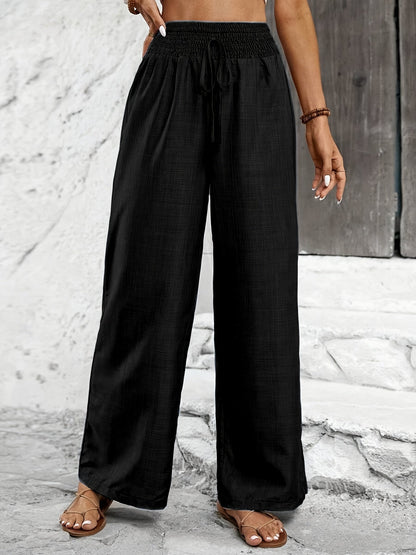 Damen Weitbeinige Freizeithose mit Elastikbund – Elegante Sommerhose für Alltag und Urlaub