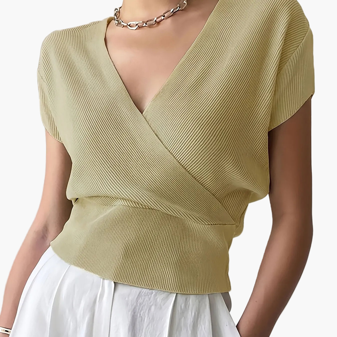 Damen Wickelshirt mit Kurzarm – Elegantes Freizeit-Top im modernen Design