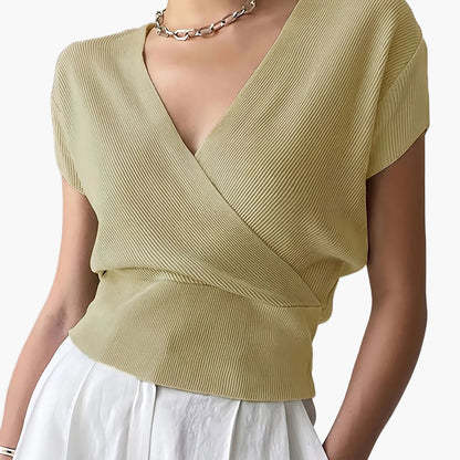 Damen Wickelshirt mit Kurzarm – Elegantes Freizeit-Top im modernen Design