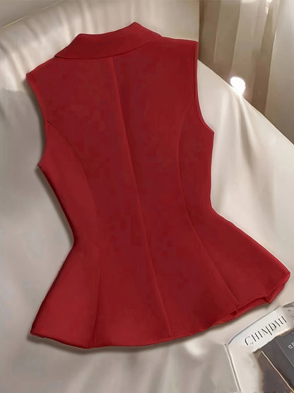 Damen Elegante Ärmellose Blazer-Weste für Business und Freizeit