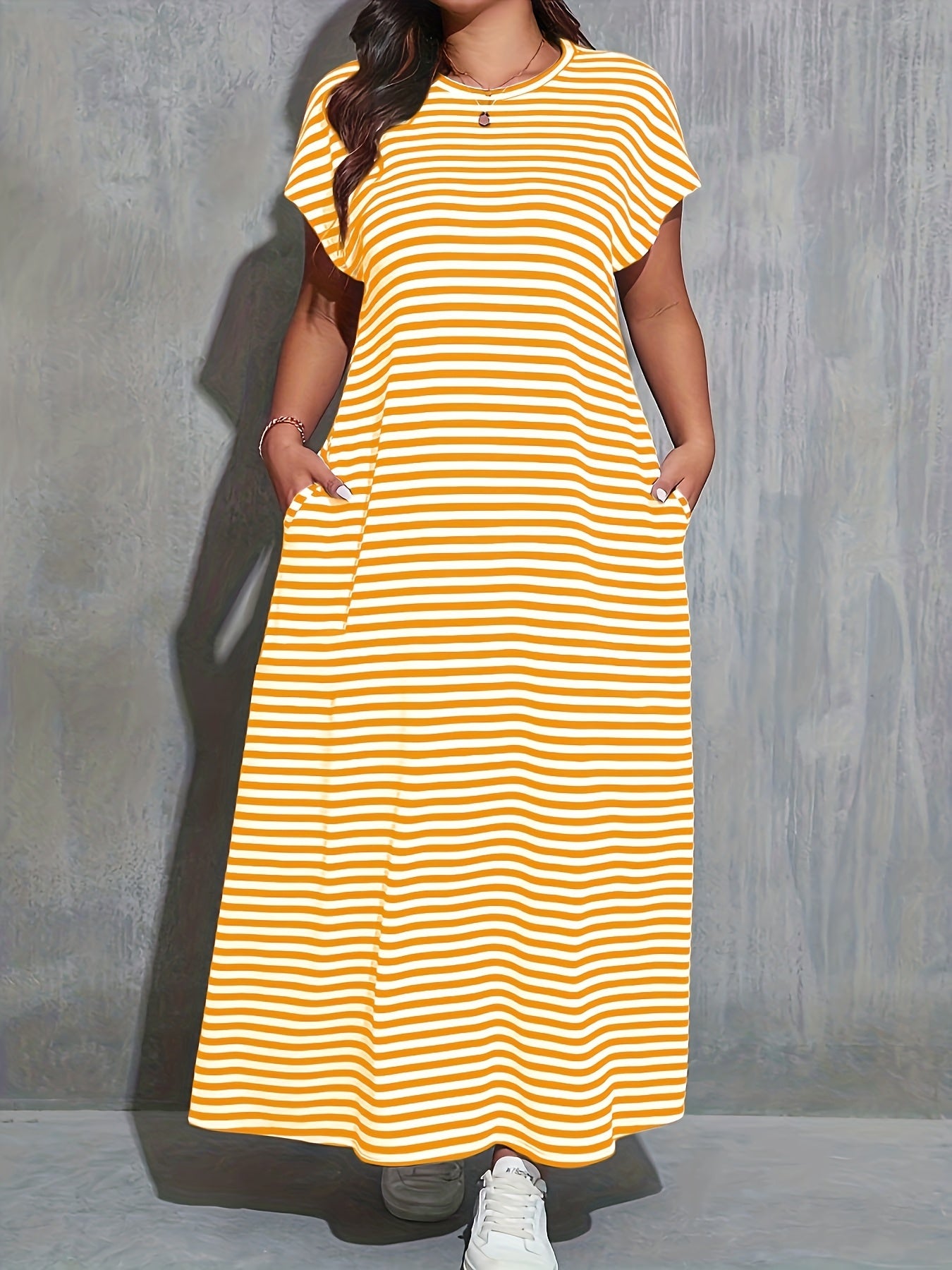 Damen Maxikleid mit Streifen – Lässiger Alltagsstil für Frühling und Sommer