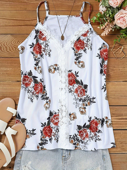 Damen Spitzentop mit Blumenmuster – Modisches Sommer-Top für Freizeit und Alltag