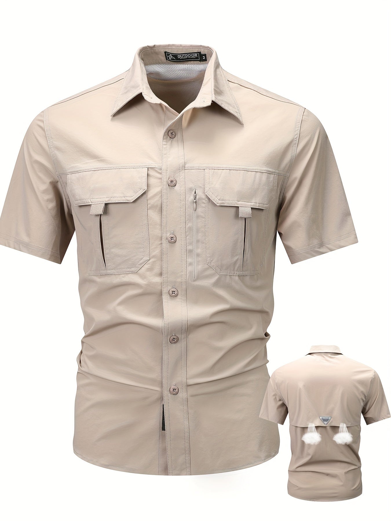 Herren Outdoor Kurzarmhemd mit Belüftung und praktischen Taschen – Funktionelles Freizeithemd