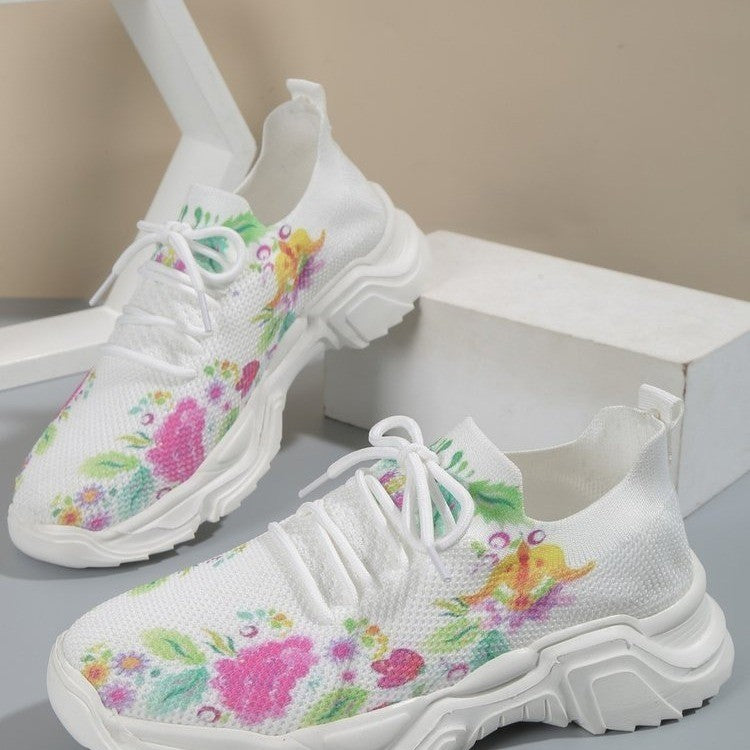Heather – Lässige Blumen Sportschuhe Damen Flachboden Übergröße